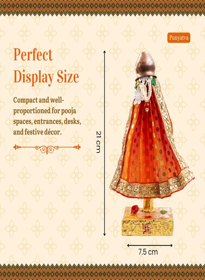 PUNYATVA جودي الجاهزة (برتقالي، منقط، 8 بوصة) - قطعة جودي بادوا | مهرجان ماهاراشترا GudiPadwa Stand | هدية GudhiPadwa، ديكور المنزل والمكتب، ديكور GudiPadva التقليدي - Image 3
